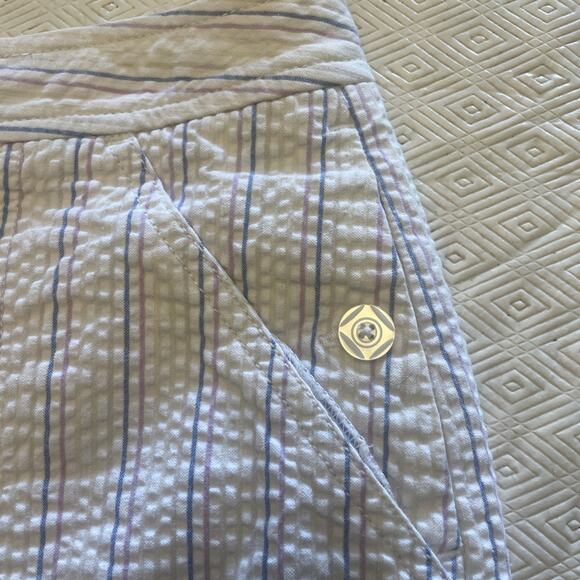 Skort Pickleball Tennis Golf Dockers Size 4 Seersucker 6 Pockets White Red Blue - Picture 3 of 13